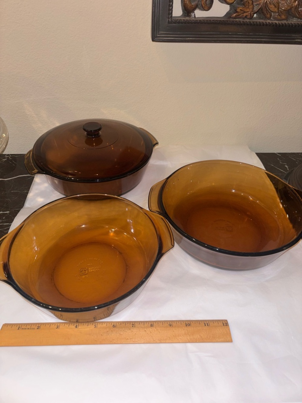 Vintage Anchor Hocking Fire King Harvest Amber round casserole bakeware